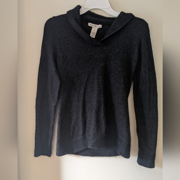 Susan Brisrol Black Wool/Angora/Nylon Cowl-Neck Tunic Sweater Medium EUC - Picture 1 of 6